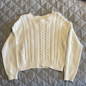 FabKids Cozy Off White Cable Knit Sweater